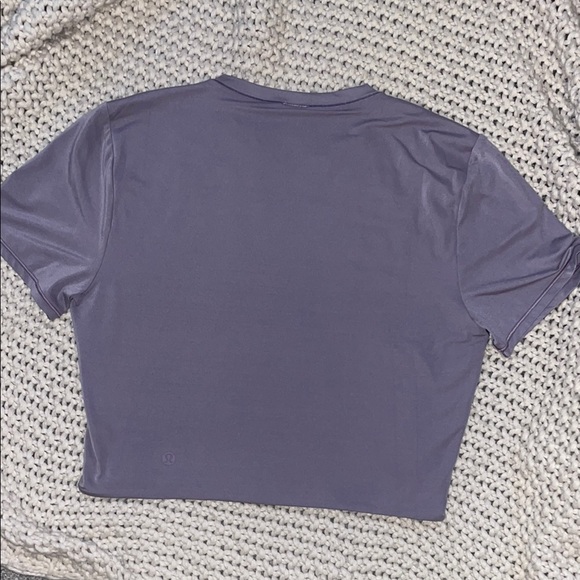 lululemon Wundermost Ultra-Soft Cropped Crewneck in Purple Ash - Picture 2 of 3
